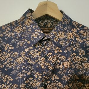 Floral shirt - salmon orange and cool grey